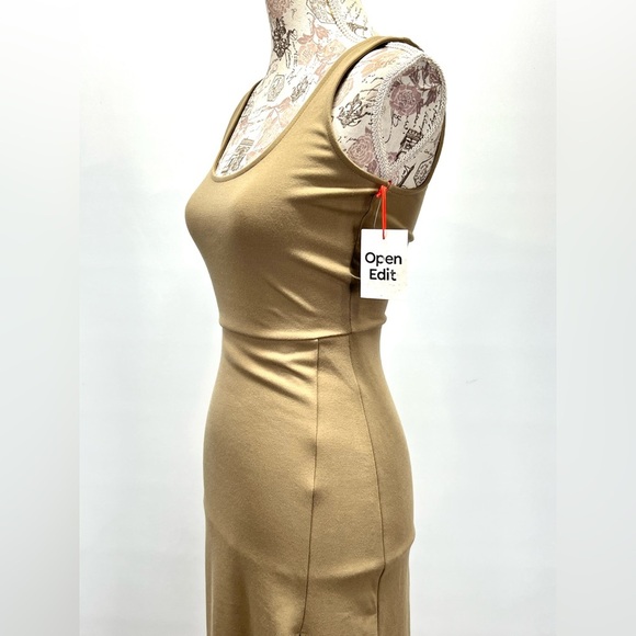 OPEN EDIT Khaki tank scoop neck bodycon midi dress size XS.‎ - Picture 3 of 16